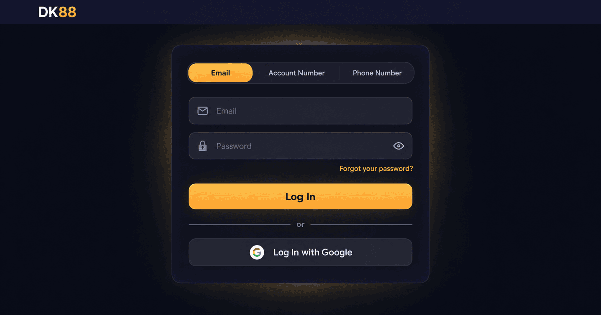 Dk88 Casino login form